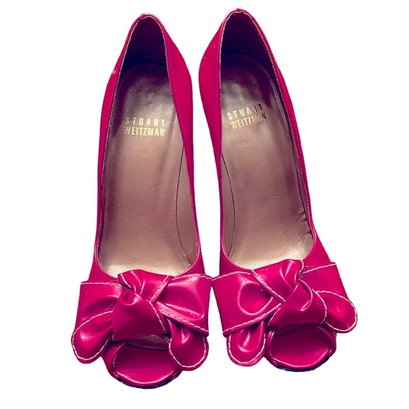 Stuart Weitzman Bow Heels Hot Pink - Picture 2 of 7